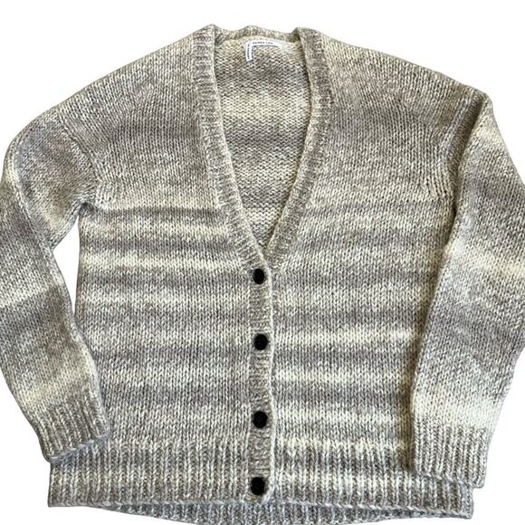 Derek Lam 10 Crosby Sz M Wool Alpaca Blend Chunky Knit Oversized Cardigan Cream - Picture 7 of 16